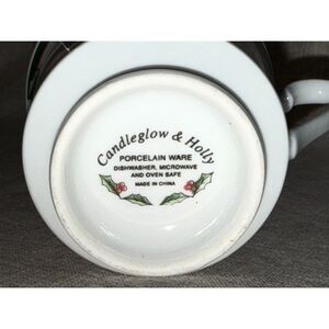 Vintage YULE TIDE Candleglow & Holly Christmas Tree Set of 9 Porcelain Mugs